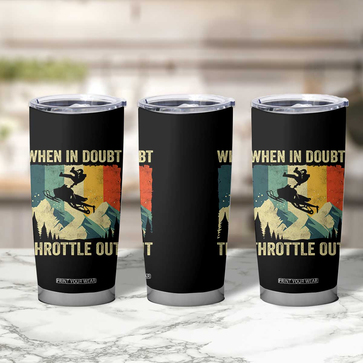 Funny Snowmobile Sled When In Doubt Throttle Out Tumbler Cup Winter Sports TS11 Print Your Wear