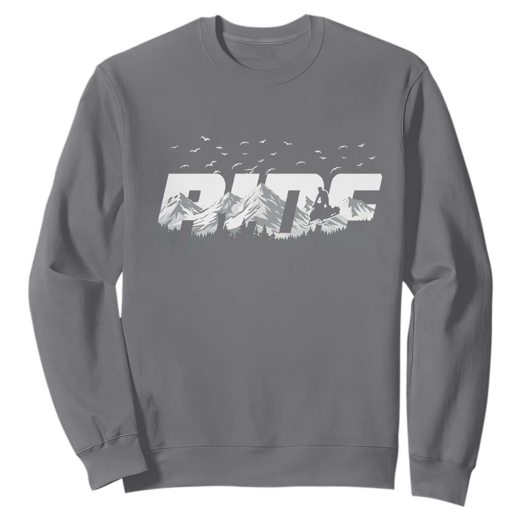 Snowmobile Ride Motor Sled Racing Winter Mountain Sports Fan Sweatshirt TS11 Charcoal Print Your Wear
