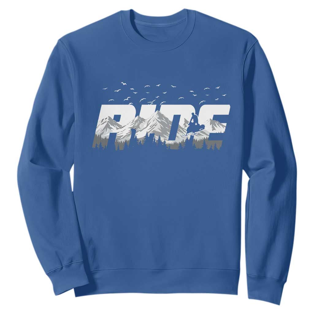Snowmobile Ride Motor Sled Racing Winter Mountain Sports Fan Sweatshirt TS11 Royal Blue Print Your Wear