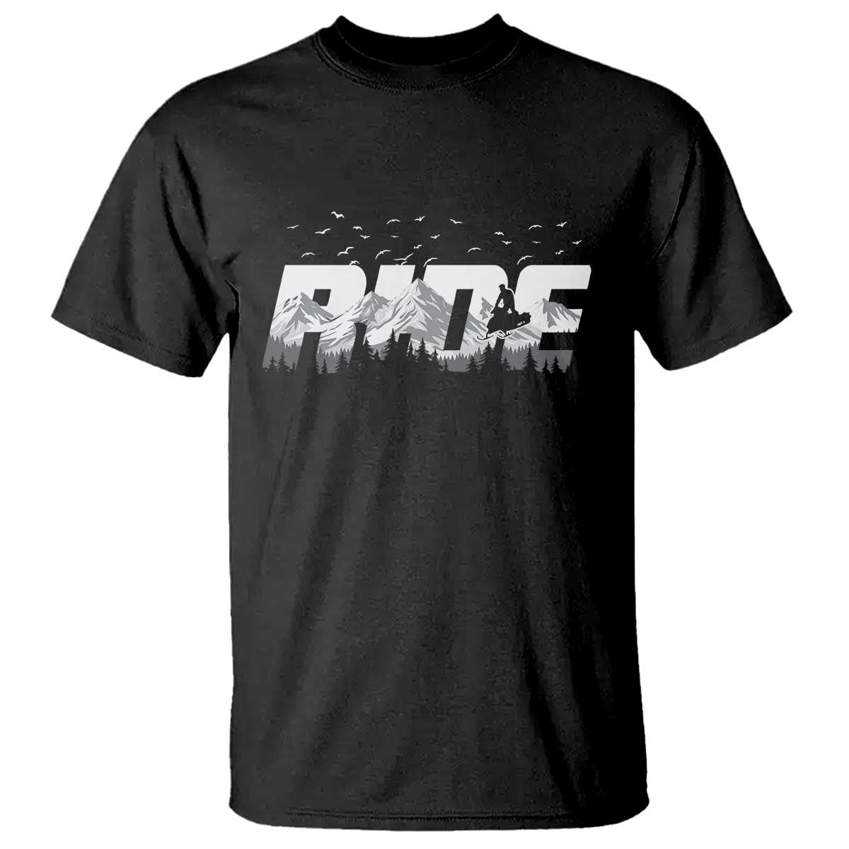 Snowmobile Ride Motor Sled Racing Winter Mountain Sports Fan T Shirt TS11 Black Print Your Wear