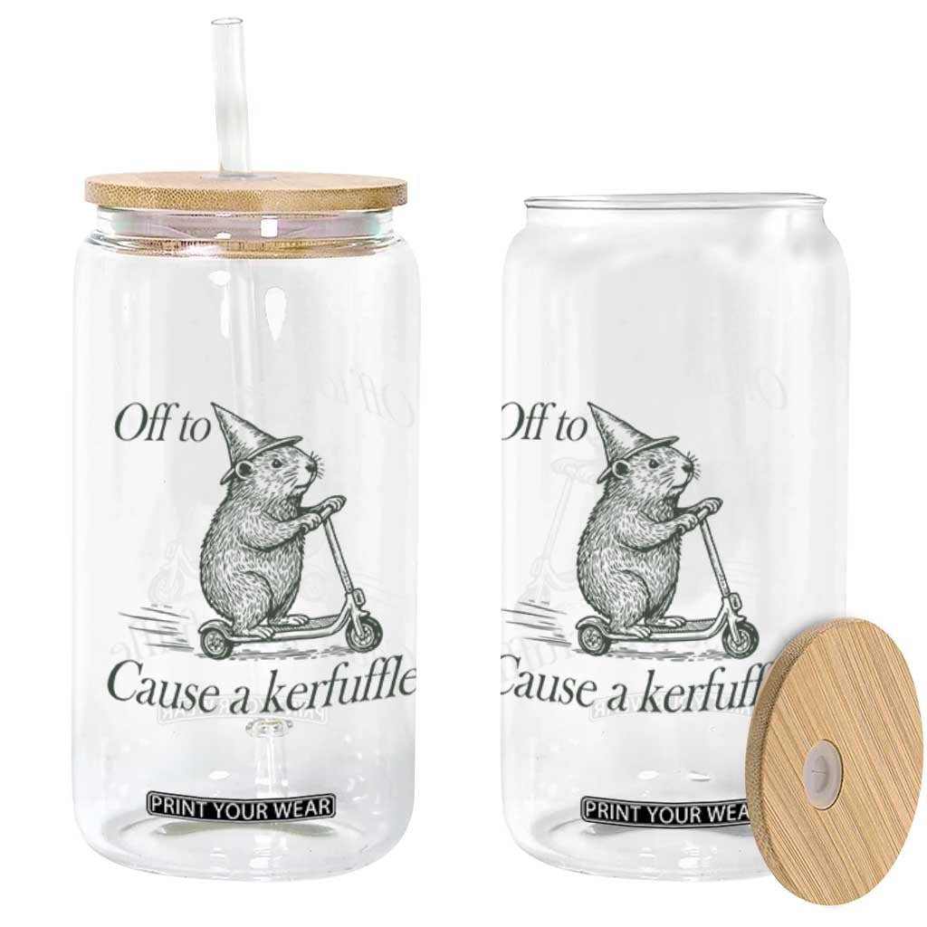 Off To Cause A Kerfuffle Glass Can Funny Groundhog Scooter Chaos TS11 Print Your Wear