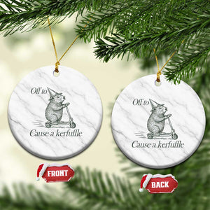 Off To Cause A Kerfuffle Ceramic Ornament Funny Groundhog Scooter Chaos TS11 1pc White Marble Print Your Wear