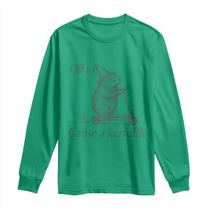 Off To Cause A Kerfuffle Long Sleeve Shirt Funny Groundhog Scooter Chaos TS11 Irish Green Print Your Wear