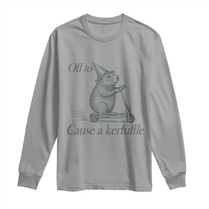 Off To Cause A Kerfuffle Long Sleeve Shirt Funny Groundhog Scooter Chaos TS11 Sport Gray Print Your Wear