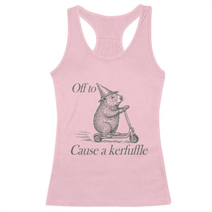 Off To Cause A Kerfuffle Racerback Tank Top Funny Groundhog Scooter Chaos TS11 Light Pink Print Your Wear