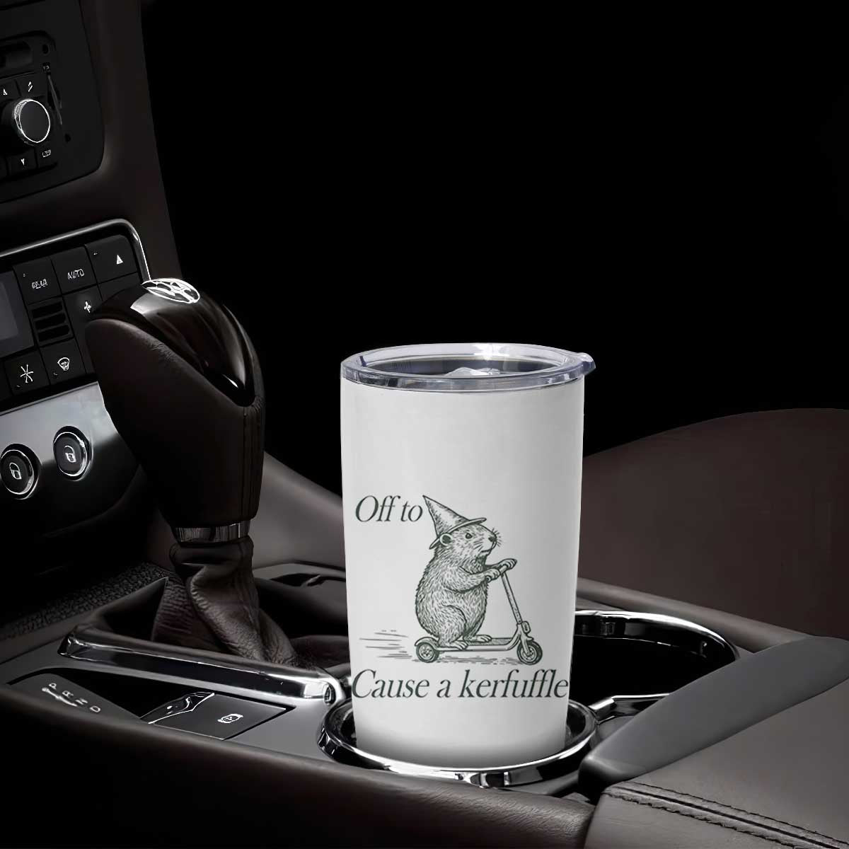 Off To Cause A Kerfuffle Tumbler Cup Funny Groundhog Scooter Chaos TS11 Print Your Wear