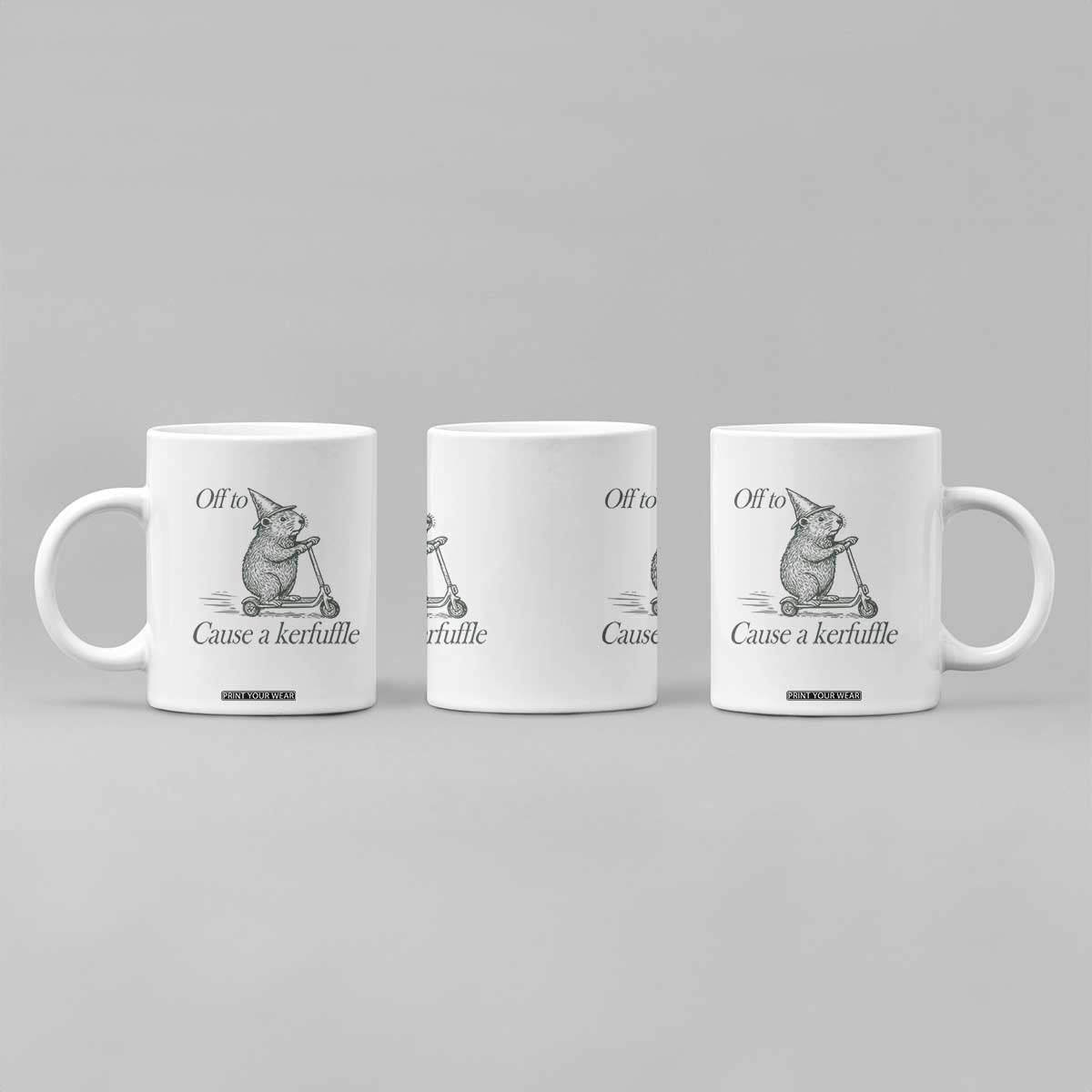 Off To Cause A Kerfuffle Coffee Mug Funny Groundhog Scooter Chaos TS11 Print Your Wear