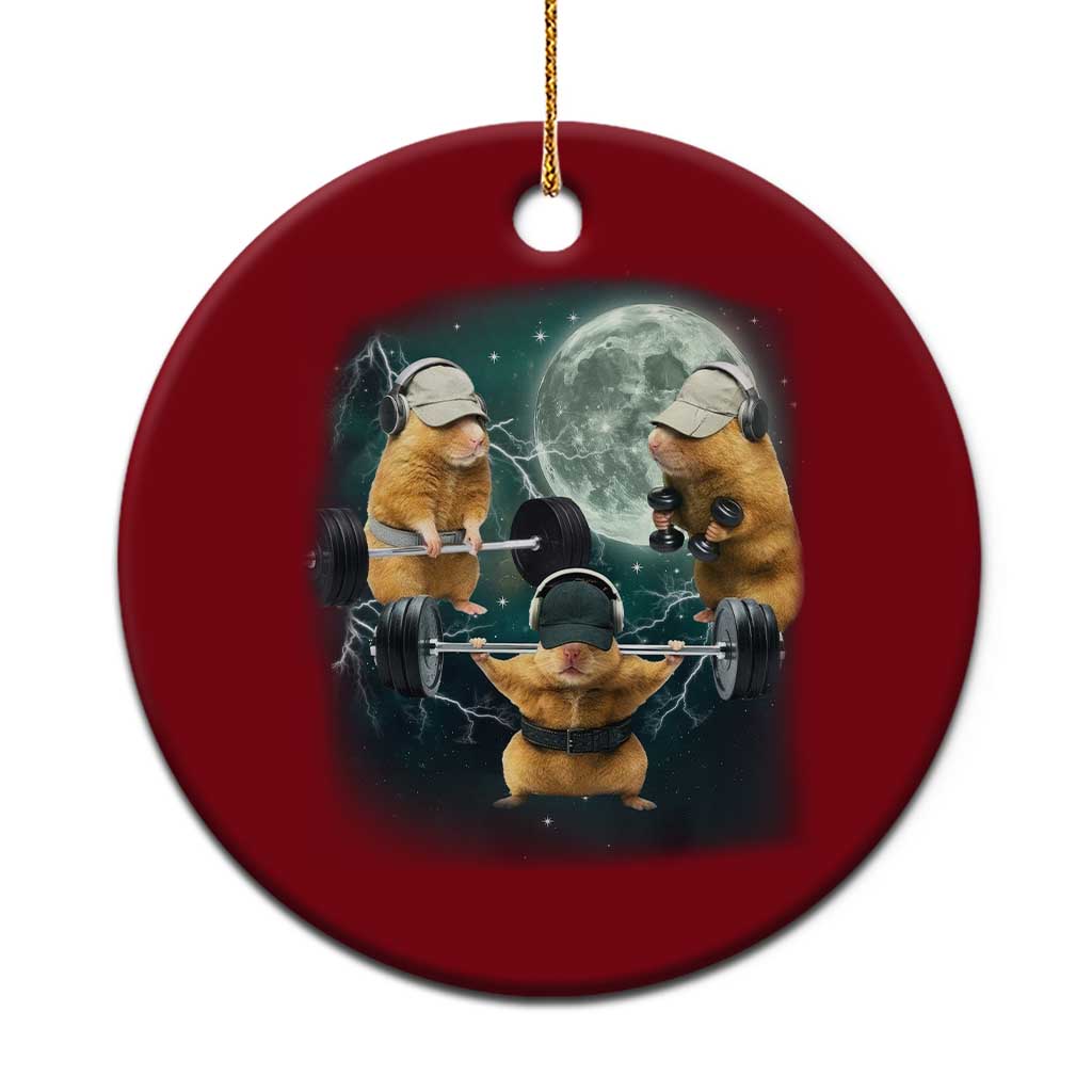 Funny Three Hamster Deadlift Gym Rat Moon Training Weightlifting Meme Ceramic Ornament TS11 1pc Red Print Your Wear