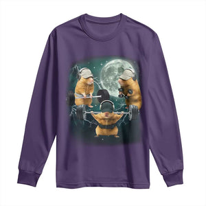 Funny Three Hamster Deadlift Gym Rat Moon Training Weightlifting Meme Long Sleeve Shirt TS11 Purple Print Your Wear