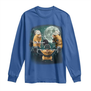 Funny Three Hamster Deadlift Gym Rat Moon Training Weightlifting Meme Long Sleeve Shirt TS11 Royal Blue Print Your Wear