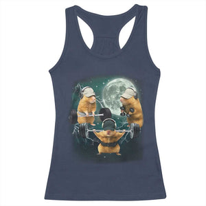 Funny Three Hamster Deadlift Gym Rat Moon Training Weightlifting Meme Racerback Tank Top TS11 Navy Print Your Wear