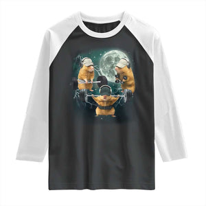 Funny Three Hamster Deadlift Gym Rat Moon Training Weightlifting Meme Raglan Shirt TS11 Black White Print Your Wear
