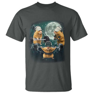 Funny Three Hamster Deadlift Gym Rat Moon Training Weightlifting Meme T Shirt TS11 Dark Heather Print Your Wear