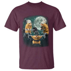 Funny Three Hamster Deadlift Gym Rat Moon Training Weightlifting Meme T Shirt TS11 Maroon Print Your Wear