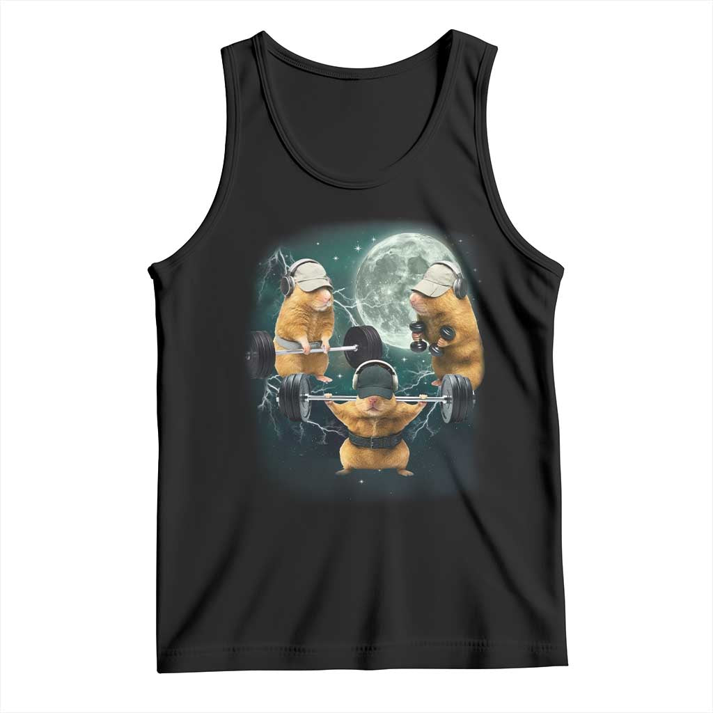 Funny Three Hamster Deadlift Gym Rat Moon Training Weightlifting Meme Tank Top TS11 Black Print Your Wear