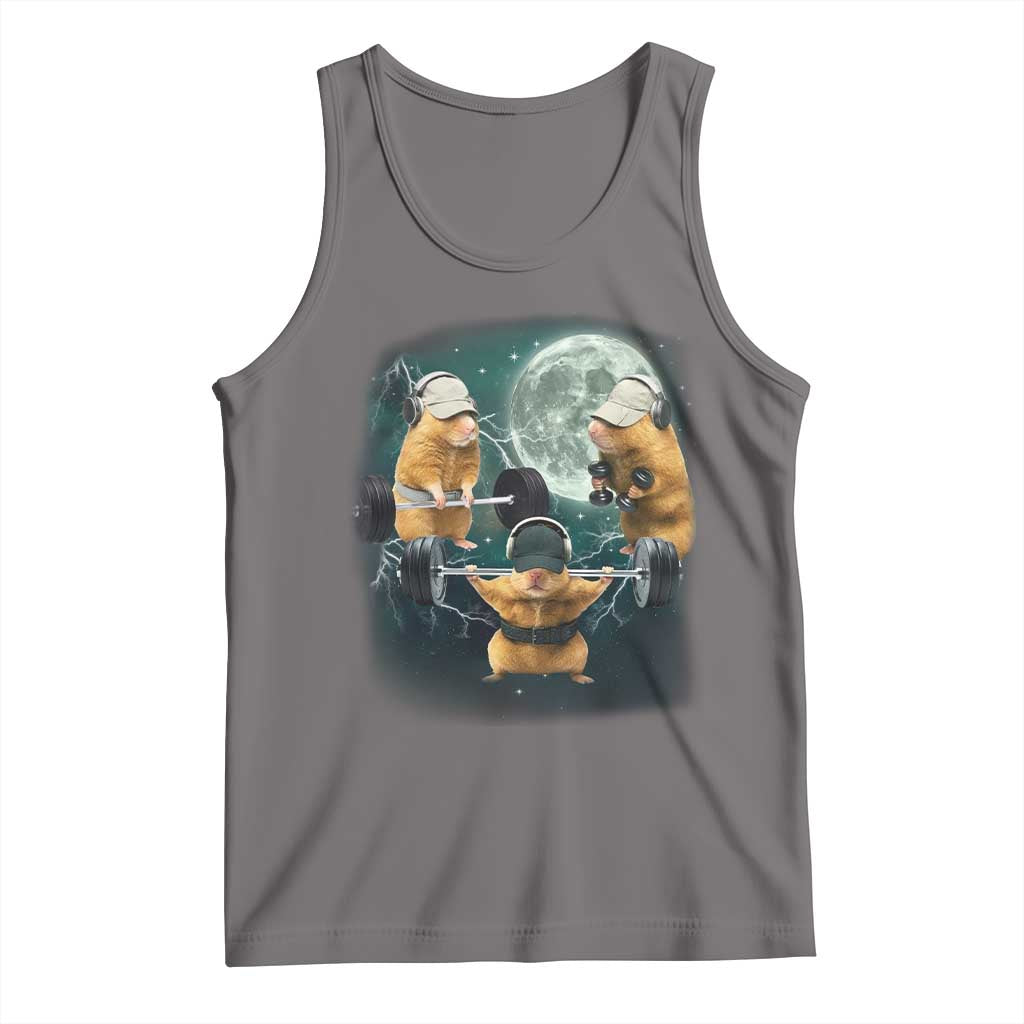 Funny Three Hamster Deadlift Gym Rat Moon Training Weightlifting Meme Tank Top TS11 Deep Heather Print Your Wear