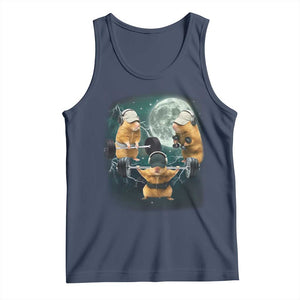 Funny Three Hamster Deadlift Gym Rat Moon Training Weightlifting Meme Tank Top TS11 Navy Print Your Wear