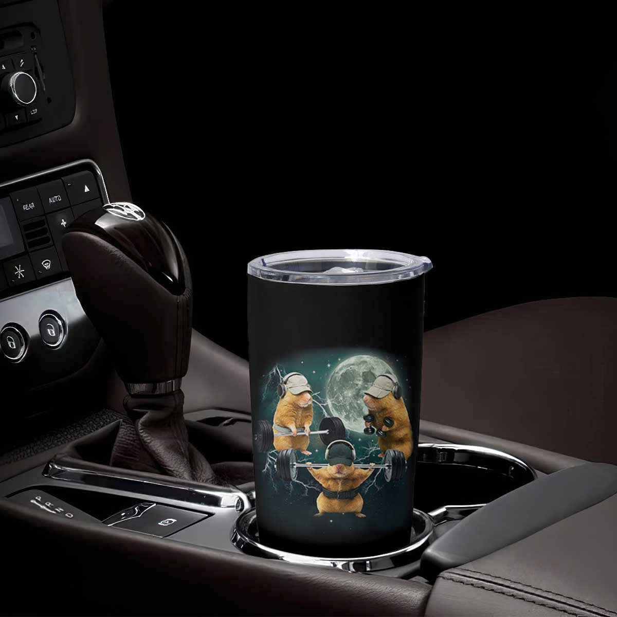 Funny Three Hamster Deadlift Gym Rat Moon Training Weightlifting Meme Tumbler Cup TS11 Print Your Wear