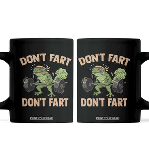 Gym Frog Coffee Mug Dont Fart Workout Weights Squat Humor TS11 Black Print Your Wear