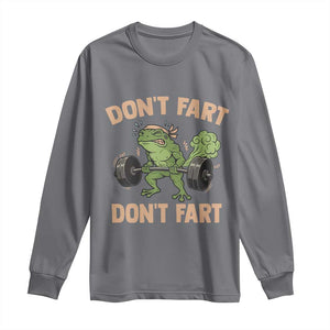Gym Frog Long Sleeve Shirt Dont Fart Workout Weights Squat Humor TS11 Charcoal Print Your Wear