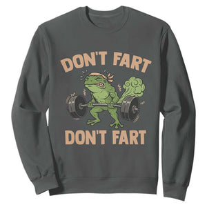 Gym Frog Sweatshirt Dont Fart Workout Weights Squat Humor TS11 Dark Heather Print Your Wear