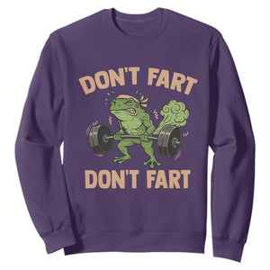 Gym Frog Sweatshirt Dont Fart Workout Weights Squat Humor TS11 Purple Print Your Wear