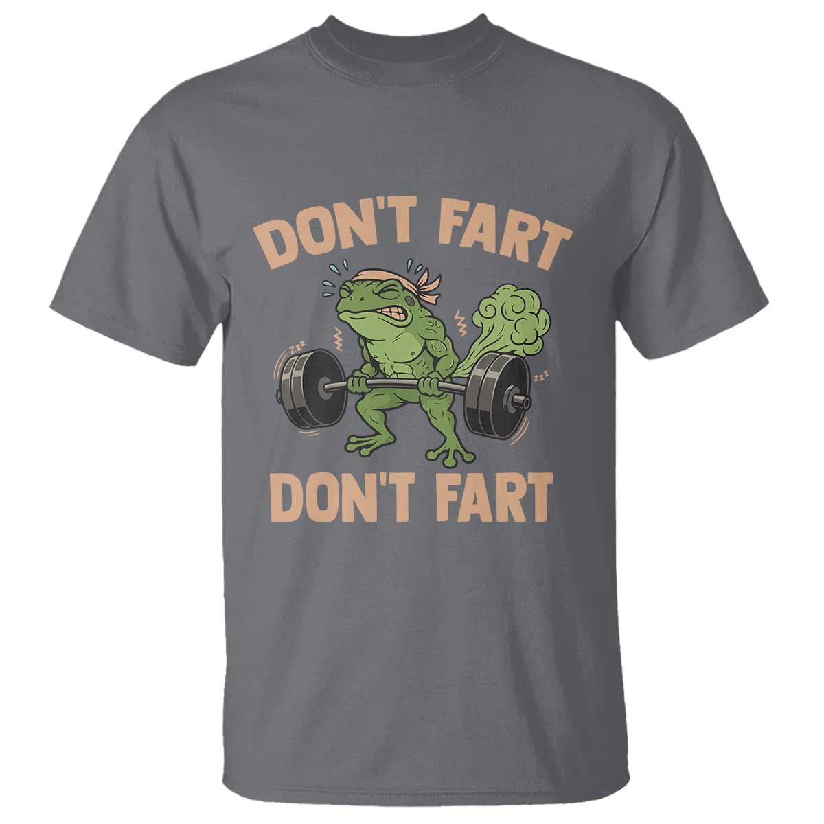 Gym Frog T Shirt Dont Fart Workout Weights Squat Humor TS11 Charcoal Print Your Wear