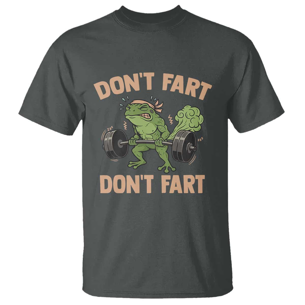 Gym Frog T Shirt Dont Fart Workout Weights Squat Humor TS11 Dark Heather Print Your Wear