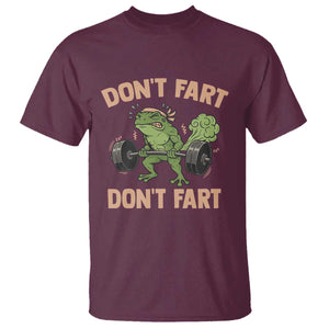 Gym Frog T Shirt Dont Fart Workout Weights Squat Humor TS11 Maroon Print Your Wear