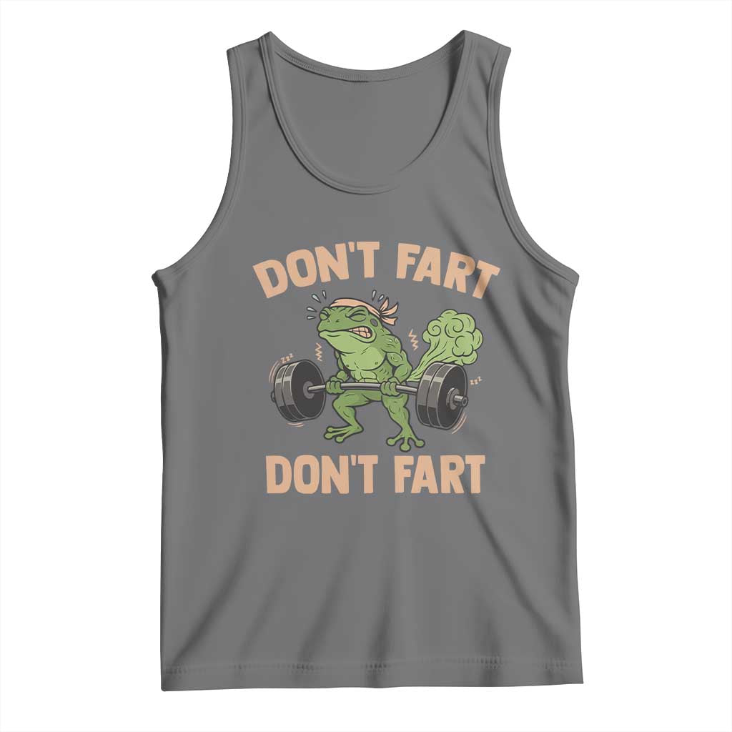 Gym Frog Tank Top Dont Fart Workout Weights Squat Humor TS11 Black Heather Print Your Wear