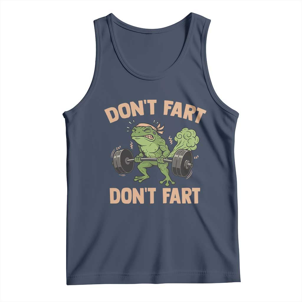 Gym Frog Tank Top Dont Fart Workout Weights Squat Humor TS11 Navy Print Your Wear
