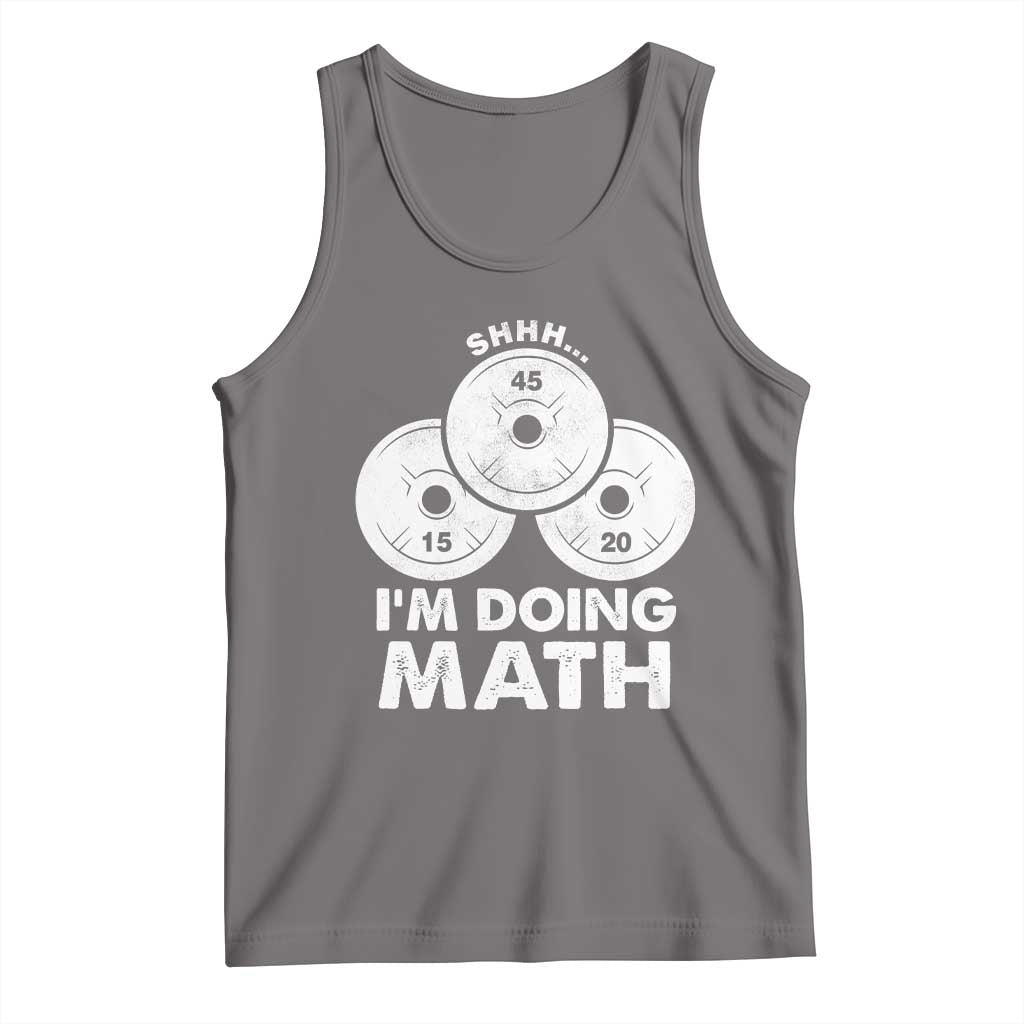 Funny Shhh I Am Doing Math Weightlifting Workout Training Tank Top TS11 Deep Heather Print Your Wear