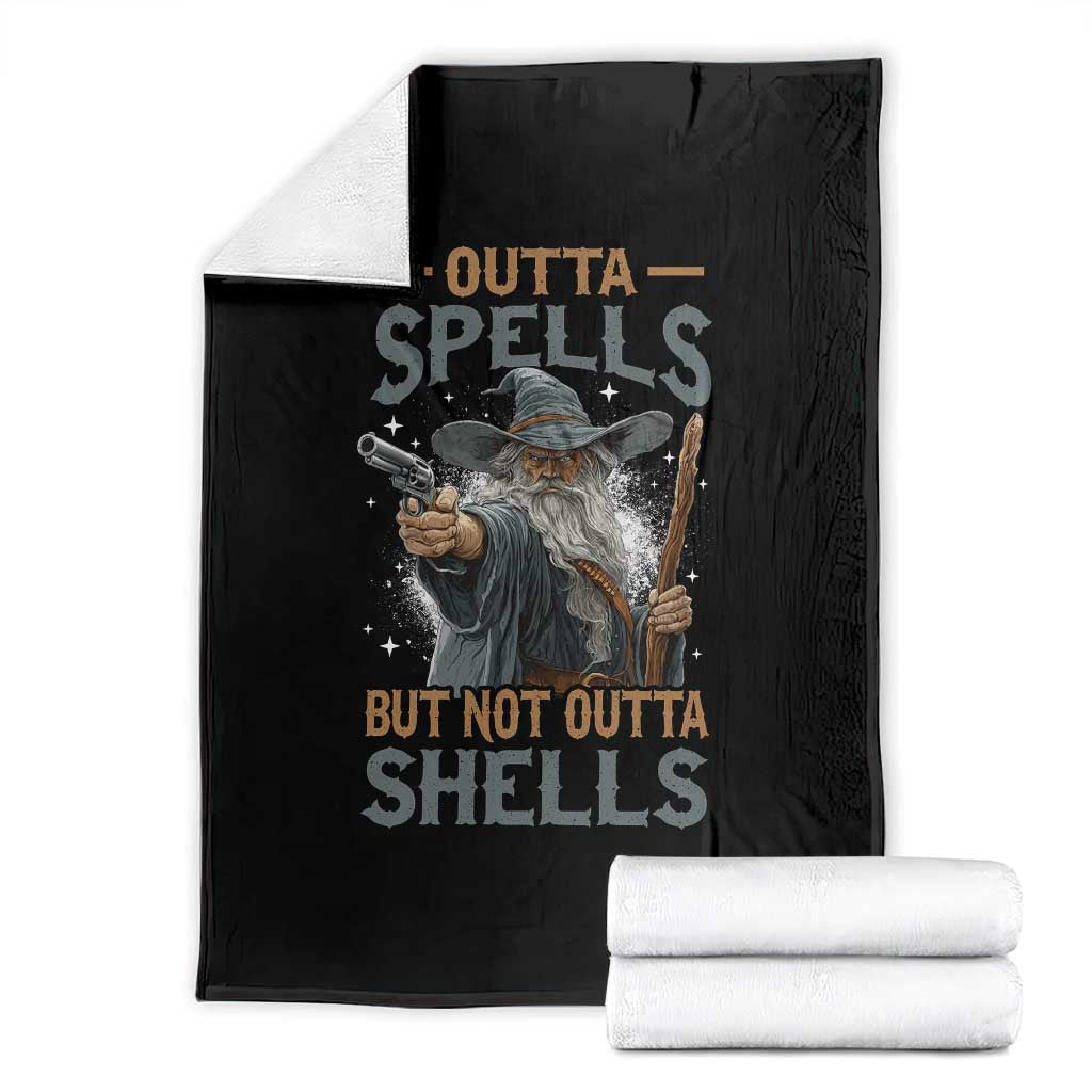 Outta Spells But Not Outta Shells Throw Blanket Funny Fantasy Meme TS11 Black Print Your Wear
