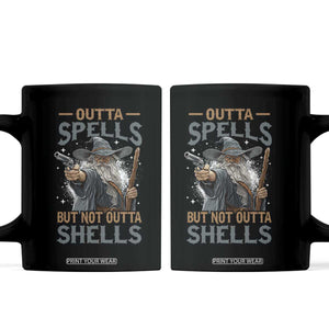 Outta Spells But Not Outta Shells Coffee Mug Funny Fantasy Meme TS11 Black Print Your Wear