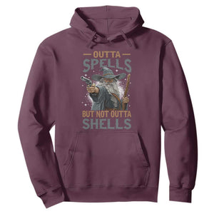Outta Spells But Not Outta Shells Hoodie Funny Fantasy Meme TS11 Maroon Print Your Wear