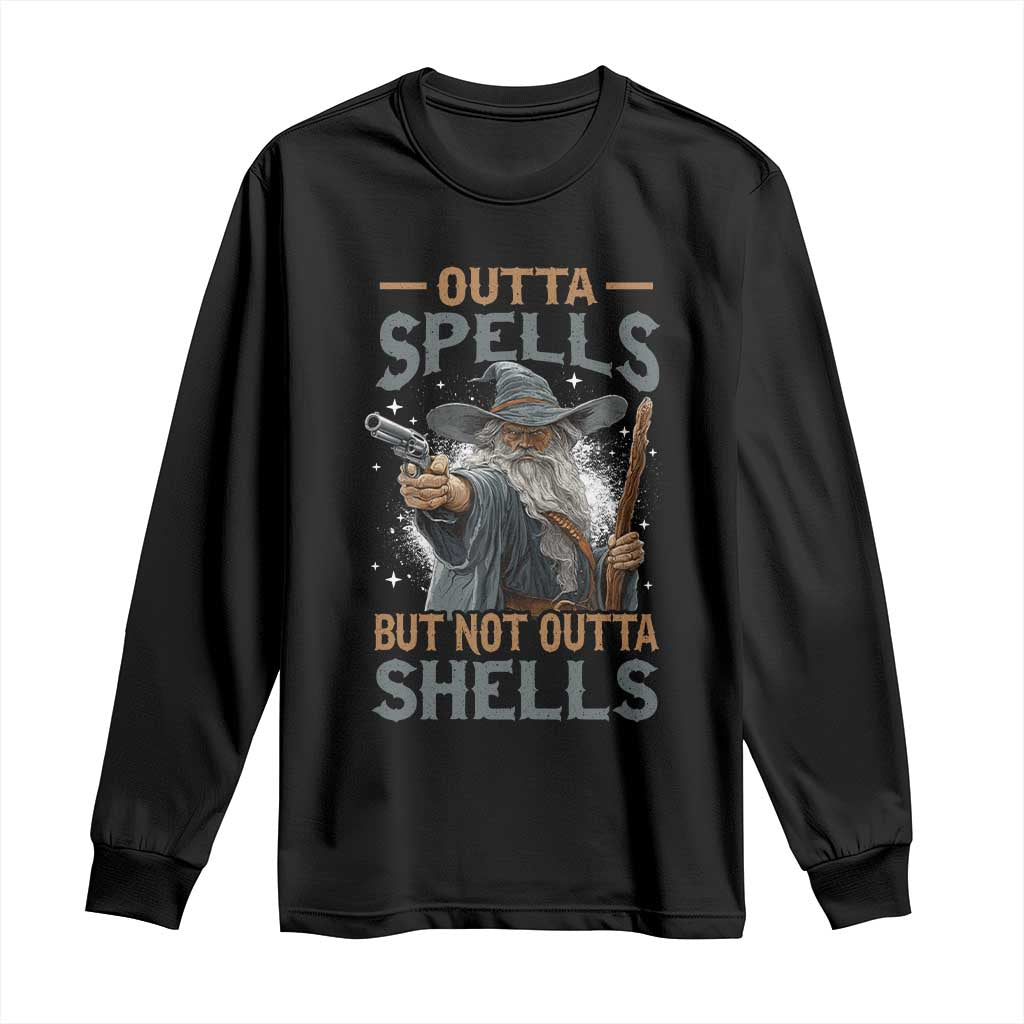 Outta Spells But Not Outta Shells Long Sleeve Shirt Funny Fantasy Meme TS11 Black Print Your Wear
