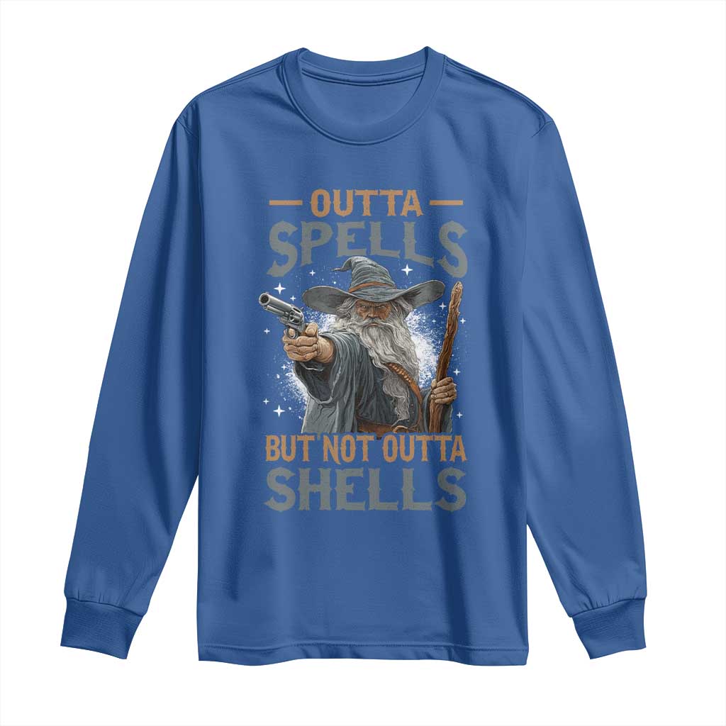 Outta Spells But Not Outta Shells Long Sleeve Shirt Funny Fantasy Meme TS11 Royal Blue Print Your Wear