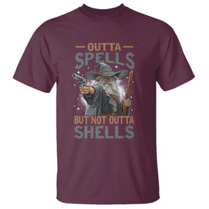 Outta Spells But Not Outta Shells T Shirt Funny Fantasy Meme TS11 Maroon Print Your Wear