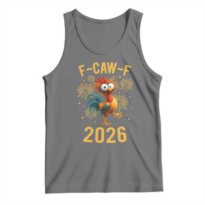 F Caw F 2026 Happy New Year Tank Top Funny Chicken Rooster TS11 Black Heather Print Your Wear