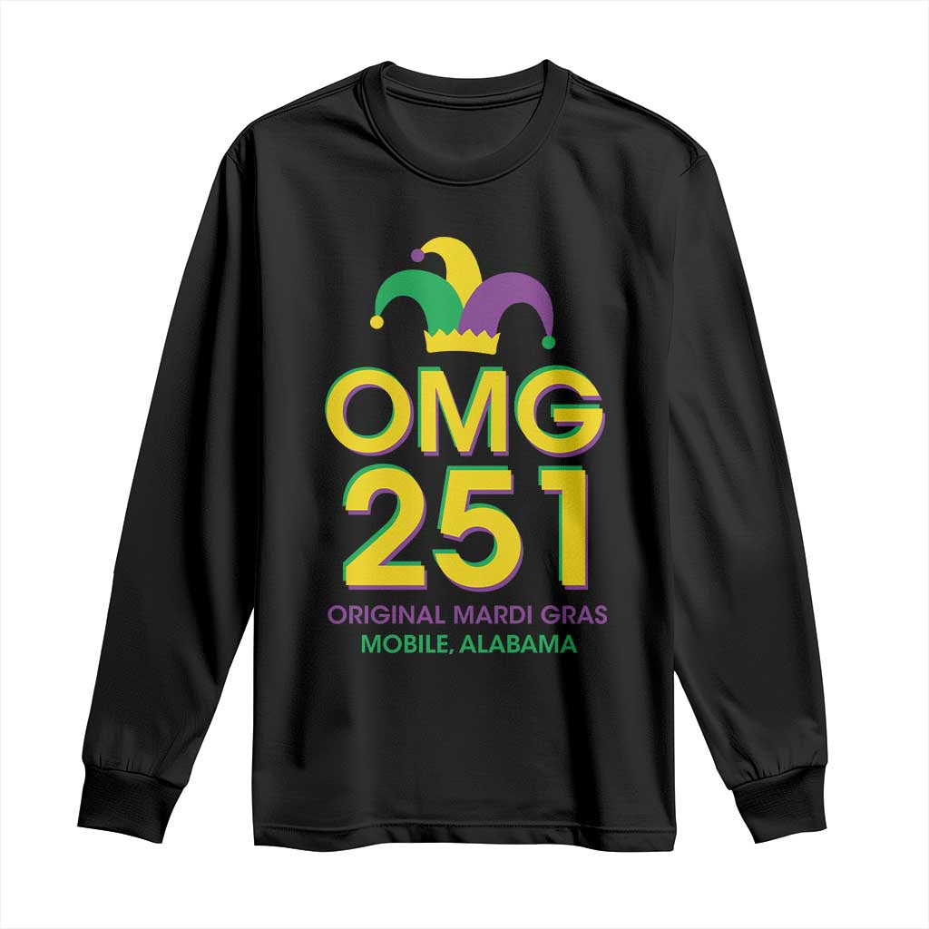 Funny Mardi Gras In Mobile Alabama Long Sleeve Shirt OMG 251 Original Mardi Gras Jester Hat TS11 Black Print Your Wear