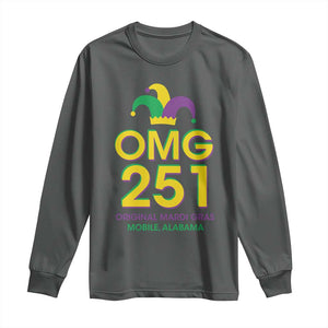 Funny Mardi Gras In Mobile Alabama Long Sleeve Shirt OMG 251 Original Mardi Gras Jester Hat TS11 Dark Heather Print Your Wear