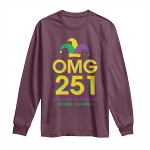 Funny Mardi Gras In Mobile Alabama Long Sleeve Shirt OMG 251 Original Mardi Gras Jester Hat TS11 Maroon Print Your Wear