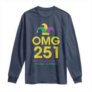 Funny Mardi Gras In Mobile Alabama Long Sleeve Shirt OMG 251 Original Mardi Gras Jester Hat TS11 Navy Print Your Wear