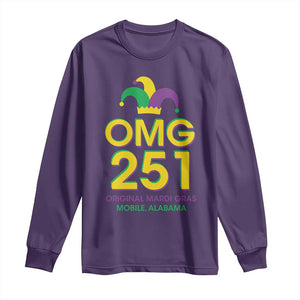 Funny Mardi Gras In Mobile Alabama Long Sleeve Shirt OMG 251 Original Mardi Gras Jester Hat TS11 Purple Print Your Wear