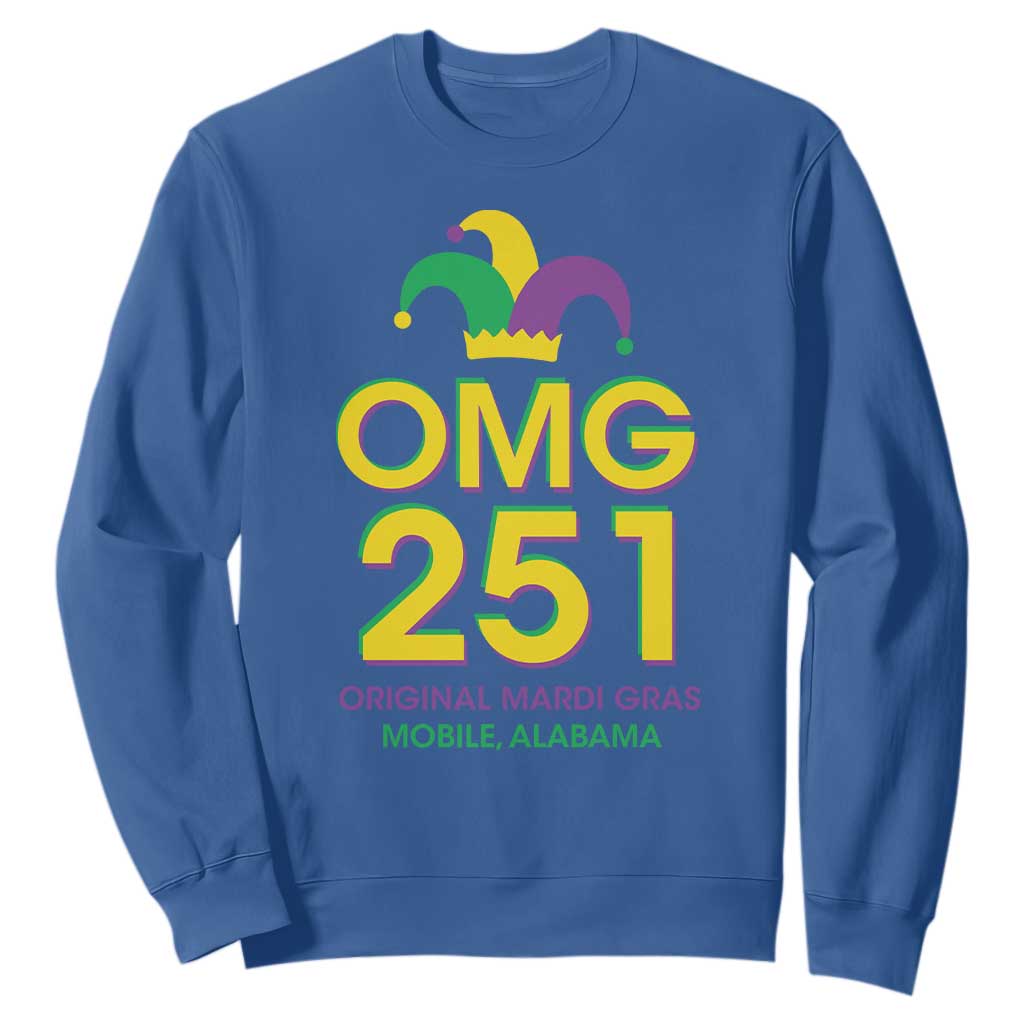 Funny Mardi Gras In Mobile Alabama Sweatshirt OMG 251 Original Mardi Gras Jester Hat TS11 Royal Blue Print Your Wear