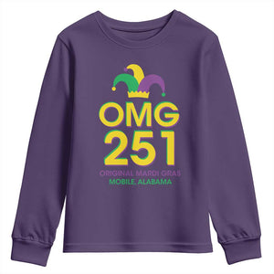 Funny Mardi Gras In Mobile Alabama Youth Sweatshirt OMG 251 Original Mardi Gras Jester Hat TS11 Purple Print Your Wear