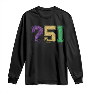 Funny Mardi Gras Mobile Alabama Long Sleeve Shirt 251 Skyline Area Code Glitter Print TS11 Black Print Your Wear