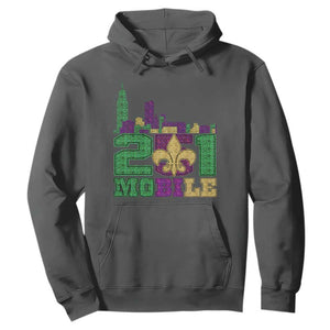 Funny Mardi Gras Mobile Alabama 251 Hoodie Skyline Area Code Glitter Print TS11 Dark Heather Print Your Wear