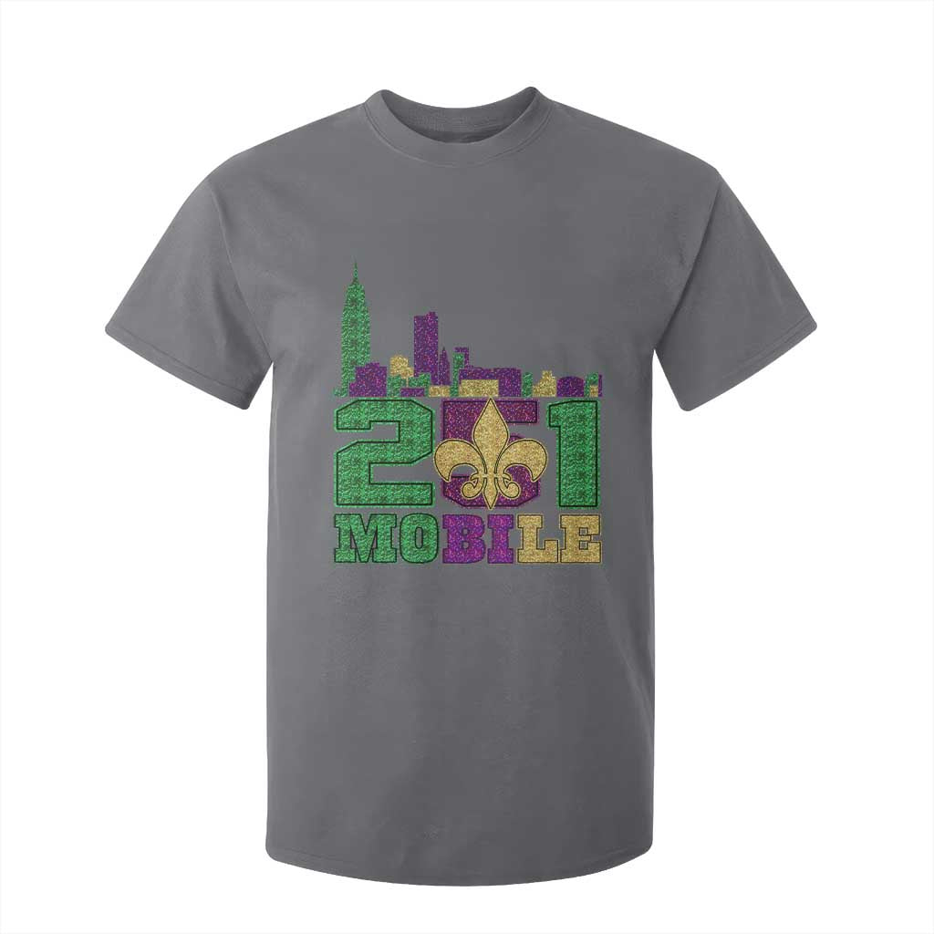 Funny Mardi Gras Mobile Alabama 251 T Shirt For Kid Skyline Area Code Glitter Print TS11 Charcoal Print Your Wear