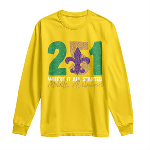 Funny Mardi Gras Mobile Alabama 251 Long Sleeve Shirt Where It All Started Area Code Glitter Print TS11 Daisy Print Your Wear